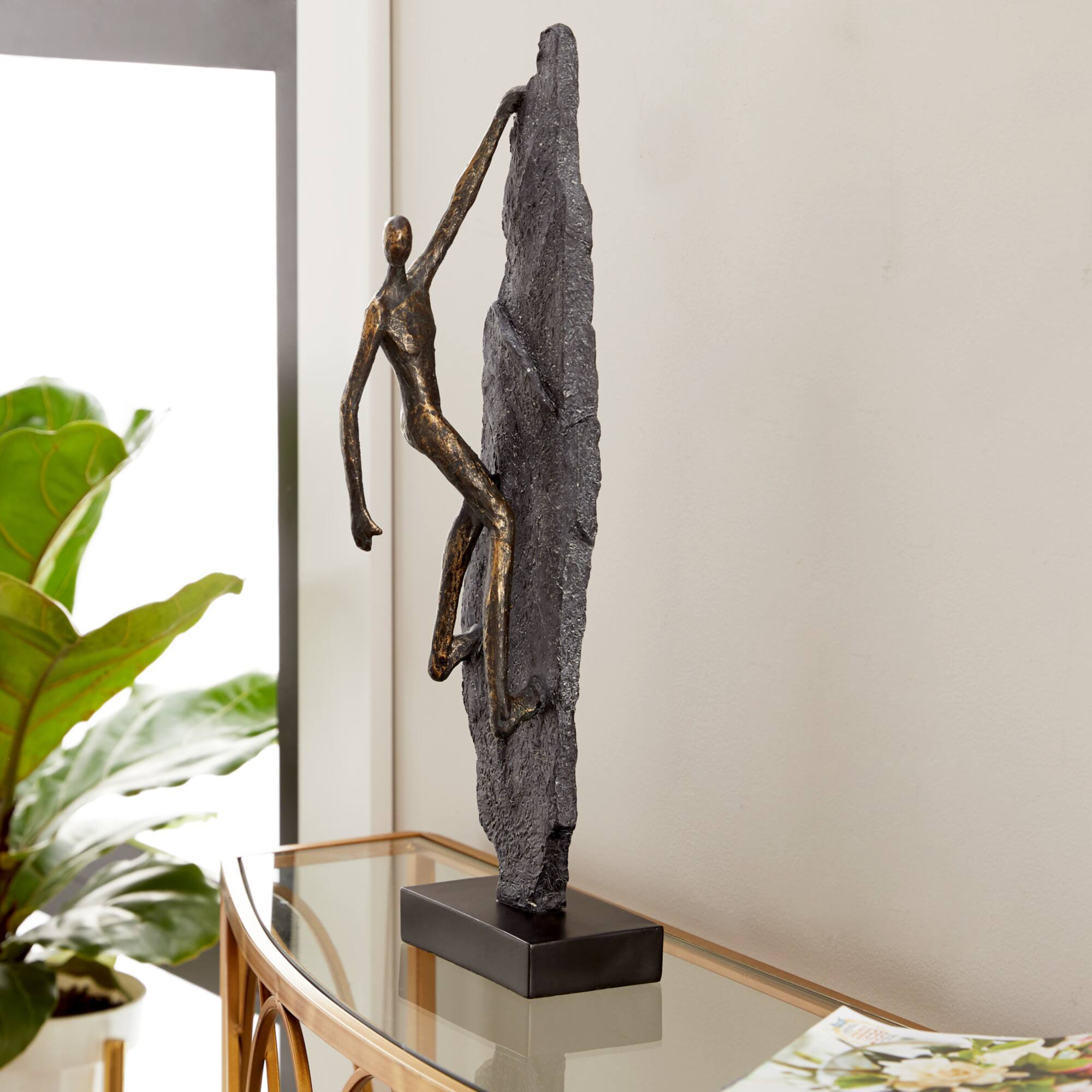 Bronze Resin Industrial Sculpture, Climbing 19" x 6" x 5"